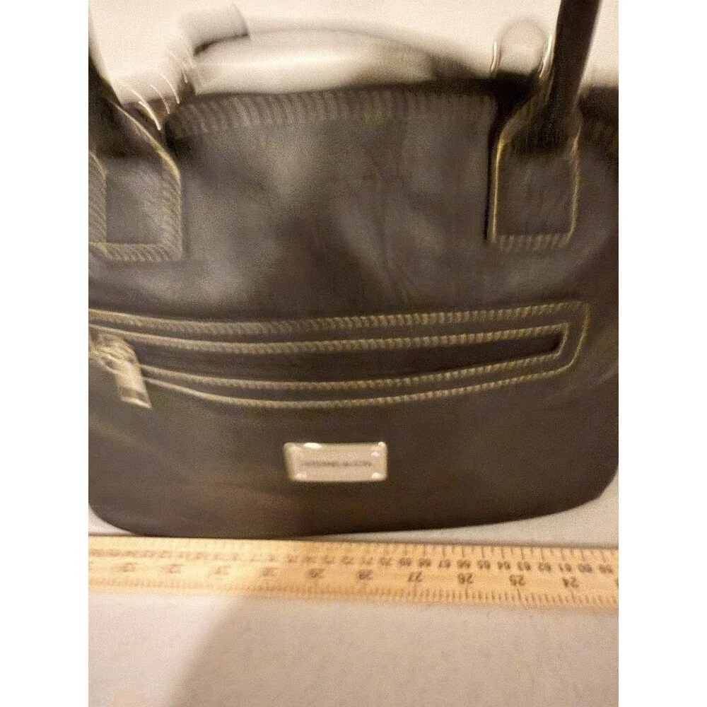 Stone & Co. Black Dome Satchel Top Handle, Zip, Detach/Adjust Strap, Pockets